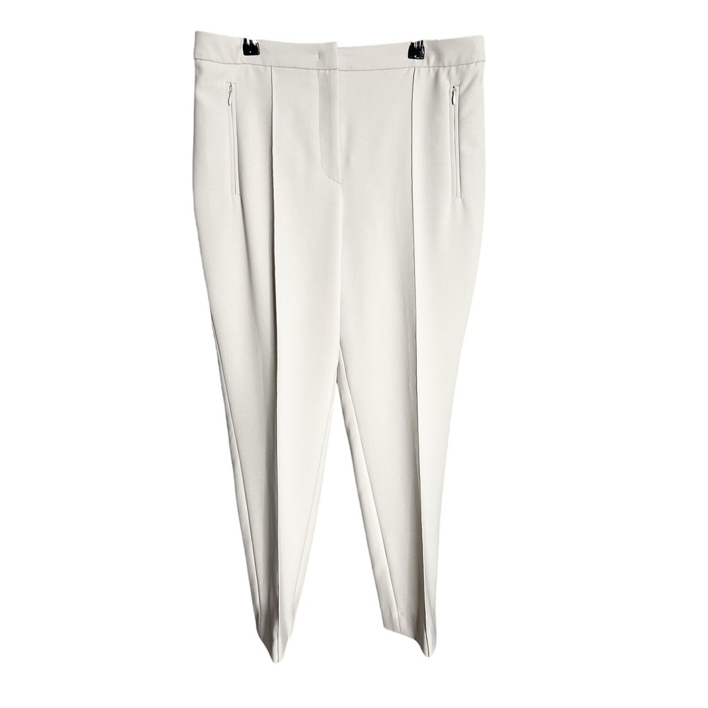 Marc Cain Sport Stretch Trousers N5 Light Gray Pleated Tapered Leg Pants